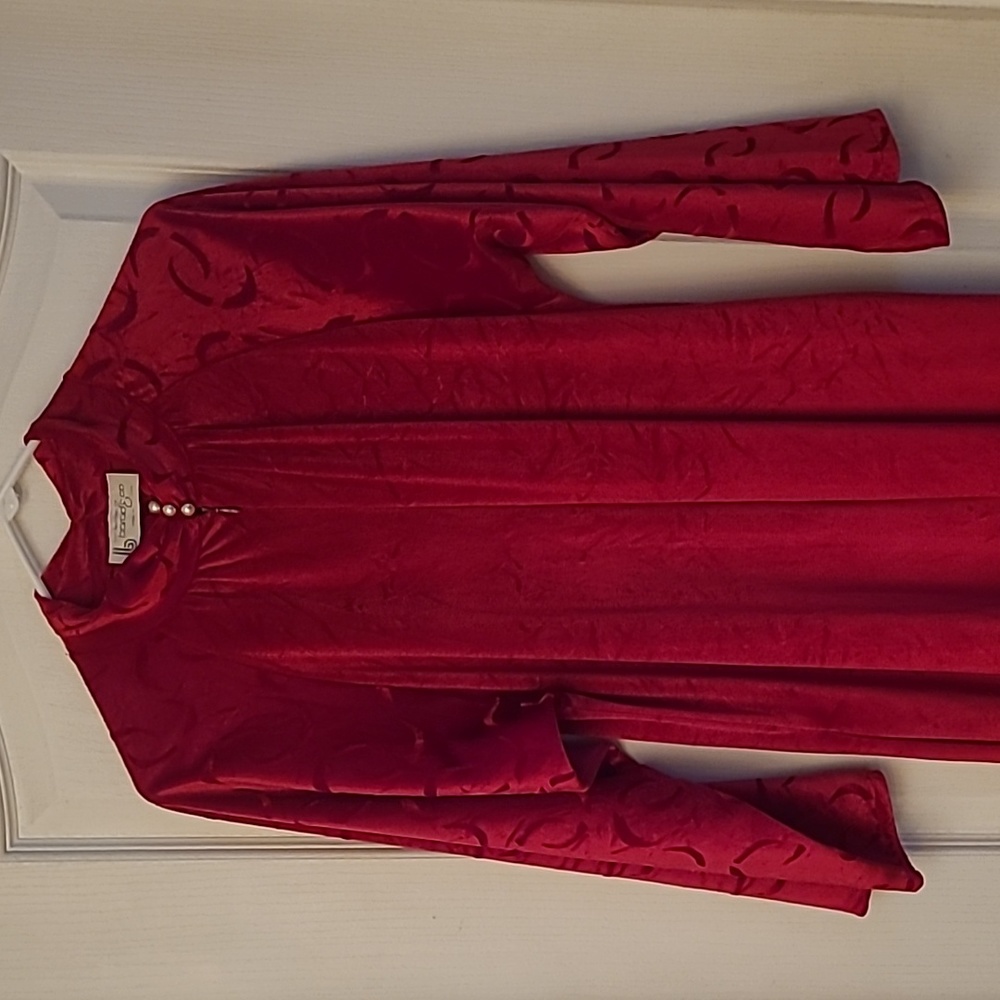EUC VTG 1960s Tom Bezduda for Barad & Co Red Velour Luxurious Mock Neck Robe